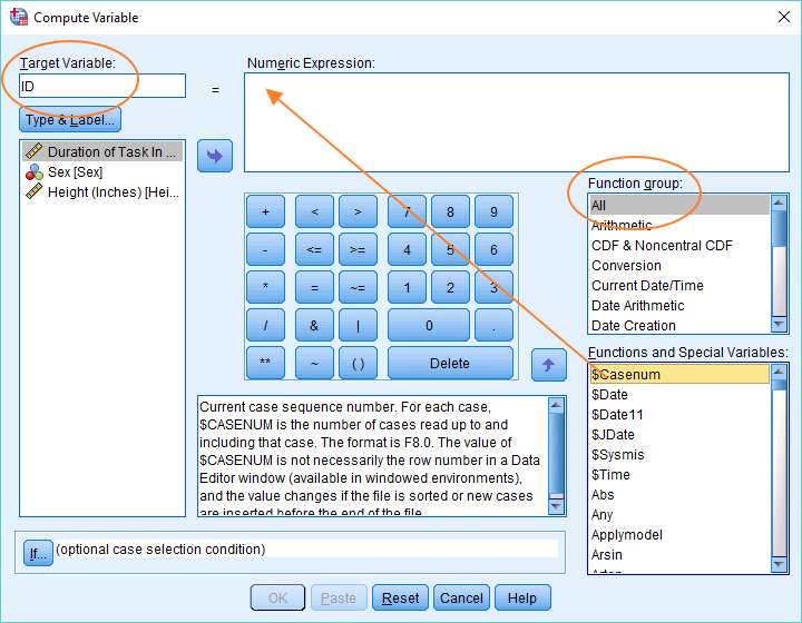 Compute Variable Dialog box