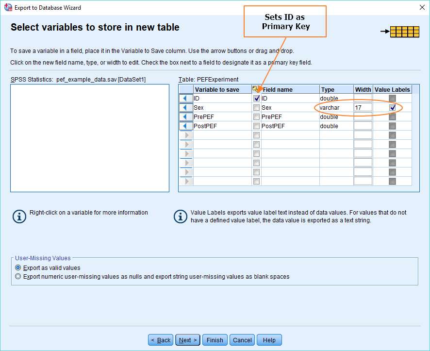 SPSS select variables 2