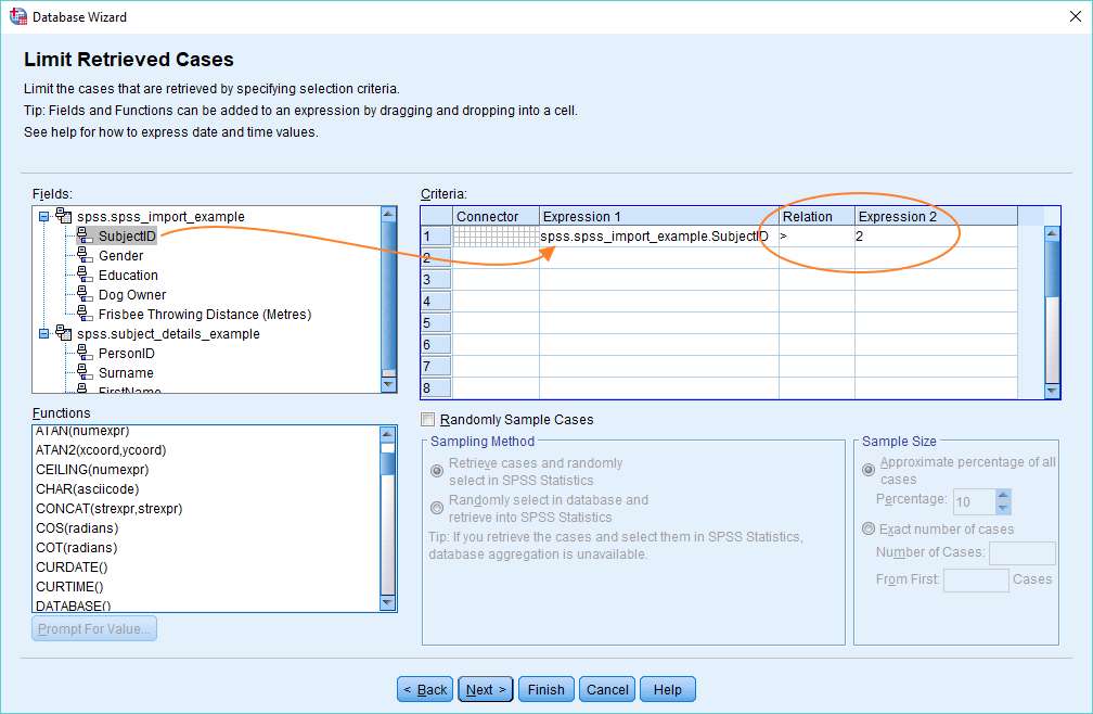 Limit cases dialog.