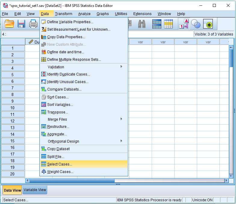 SPSS Data Select Cases