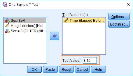 1 sample t test spss