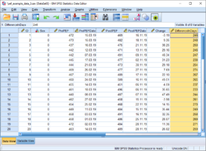 how to find the difference between two variables in spss