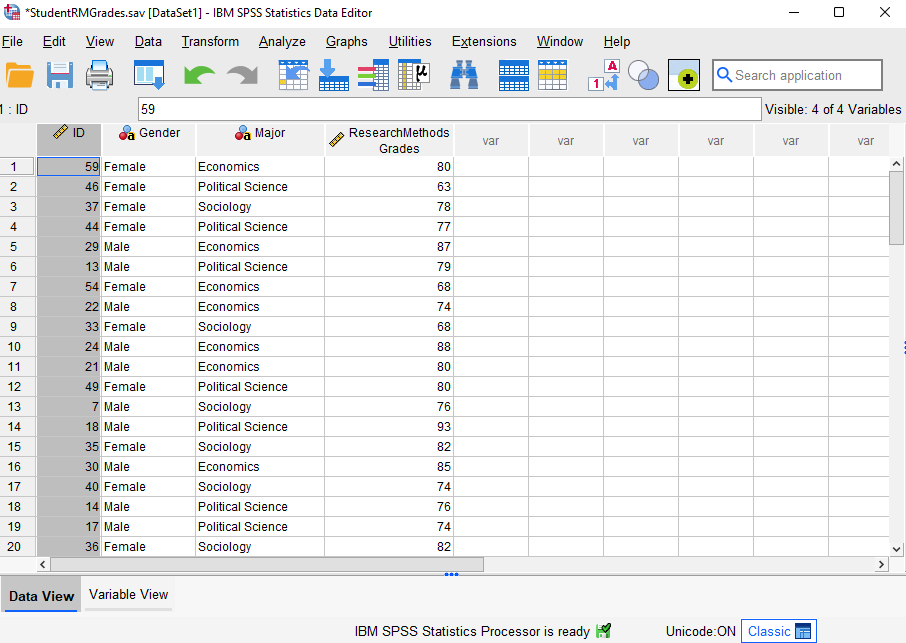 Data Set to Sort in SPSS