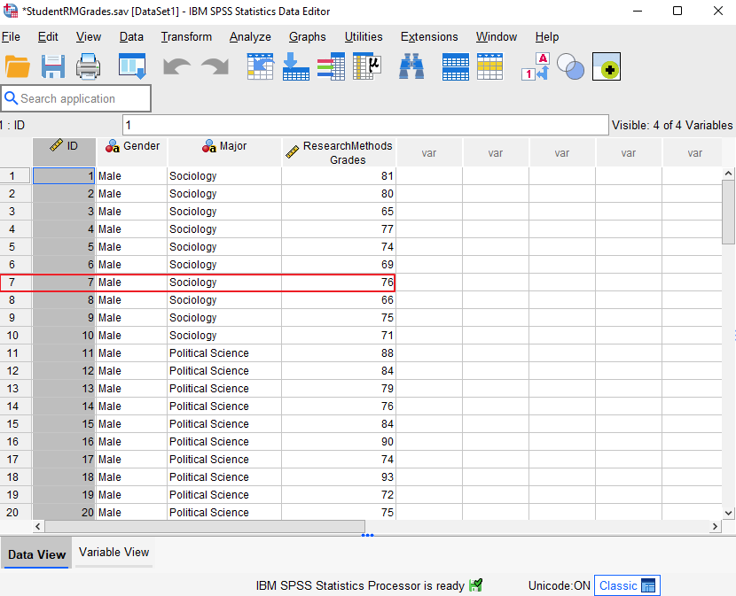 Data Sorted by ID Number