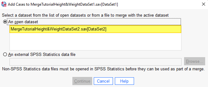 SPSS Merge Tutorial - Add Cases - Second File Open
