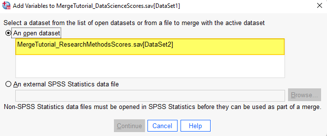 SPSS Merge Tutorial - Add Variables Dialog Box