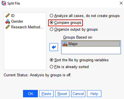 SPSS Split File - Compare Groups