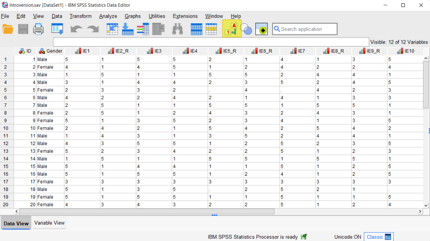 Data Set to Reverse Scores in SPSS