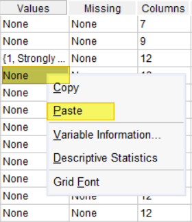 Paste value labels for Likert scale items in SPSS