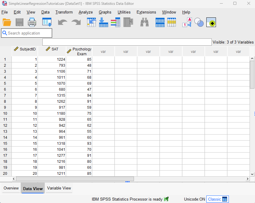 Data set in SPSS