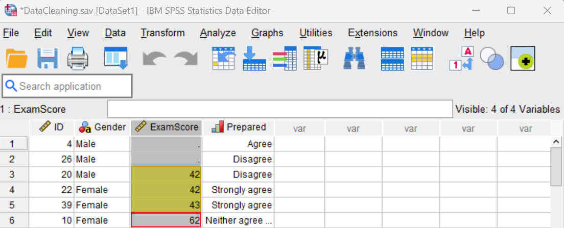 Sort data in SPSS so that you can Winsorize it