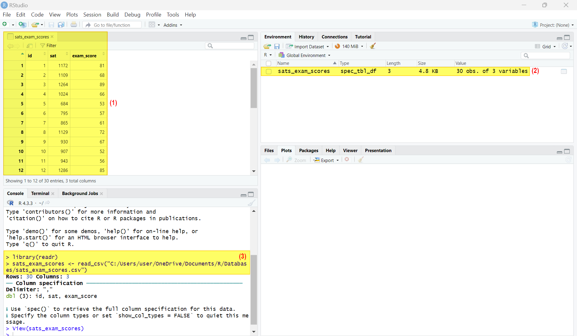 CSV file imported into RStudio